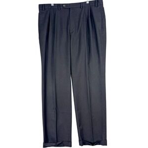 Lauren Ralph Lauren Pants Mens 38x32‎ Black Dress Slacks Pleated Cuffed Office